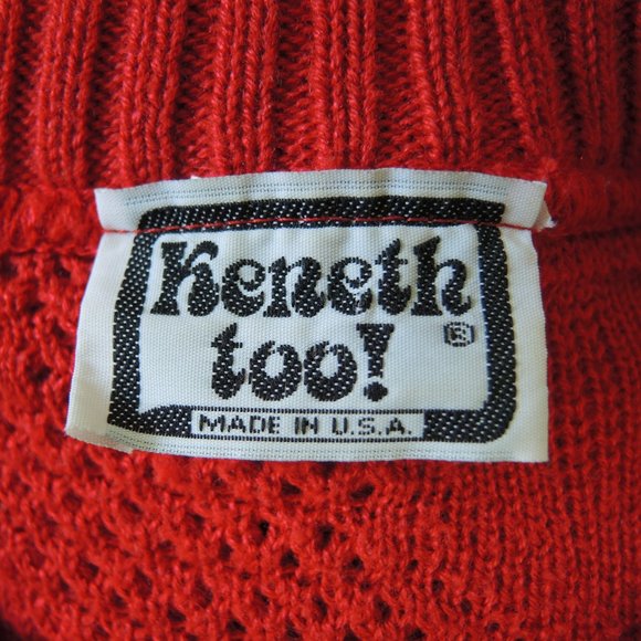 4/$25 Vintage Red Short Sleeve Crew Neck Sweater Nautical Ship Wheel & Anchor - Picture 6 of 7